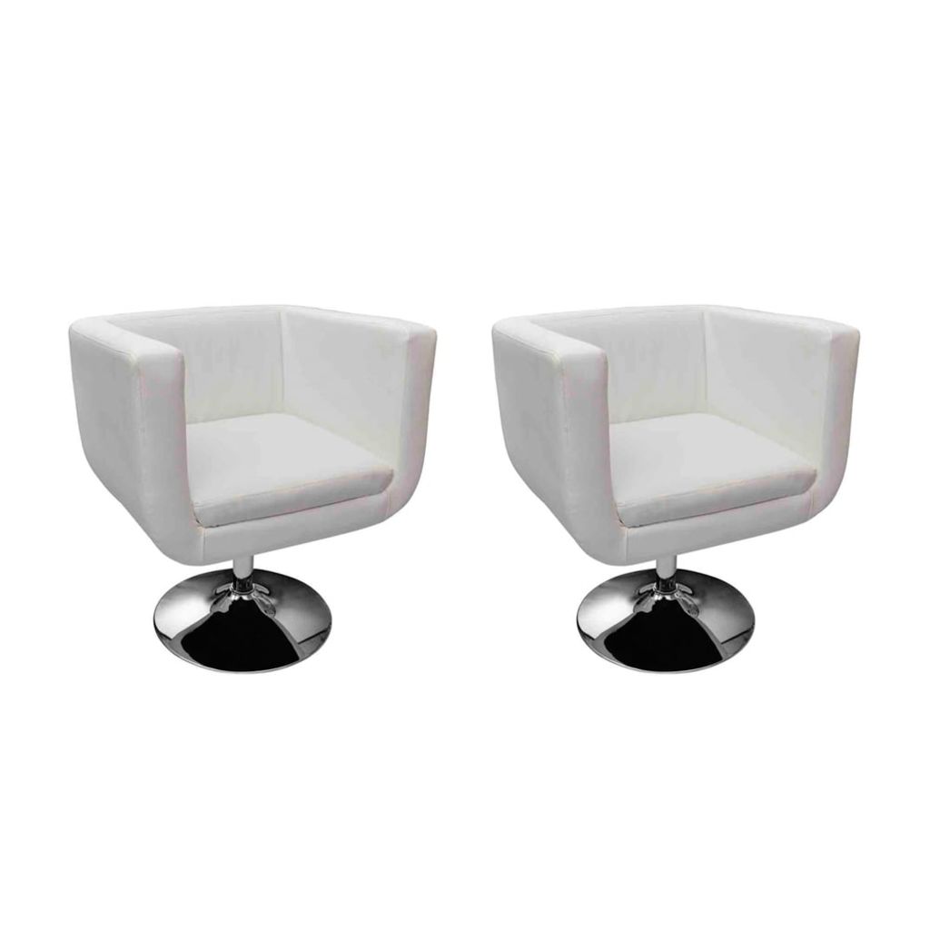 Set de 2 scaune de bar, inaltime reglabila, vidaXL , Alb, 43-45, 63 x 56 cm